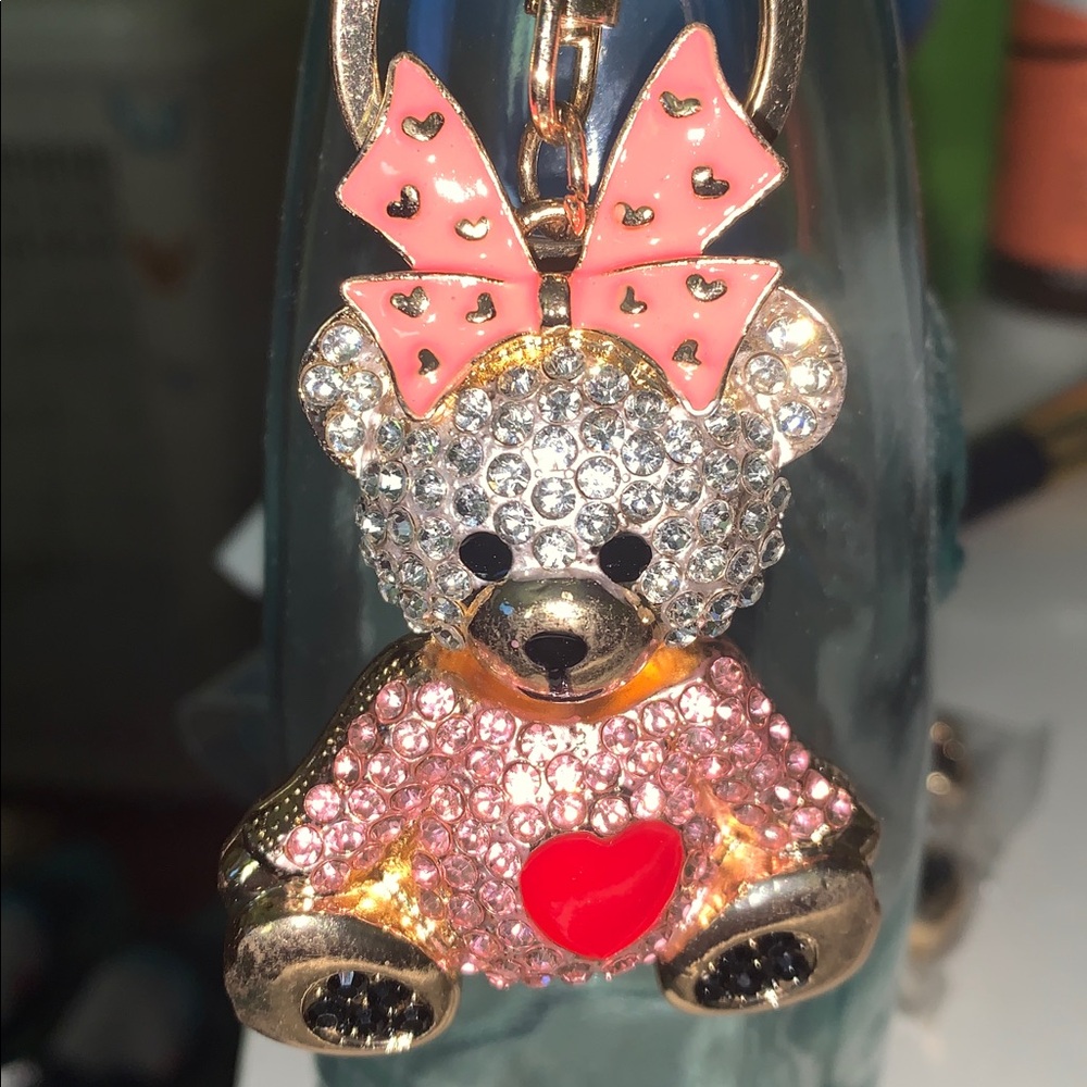 Crystal Teddy bear purse/bag charm keychain - Picture 4 of 6